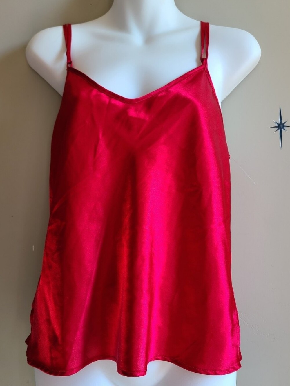 Vintage La Vie en Rose Red Satin Cami Medium